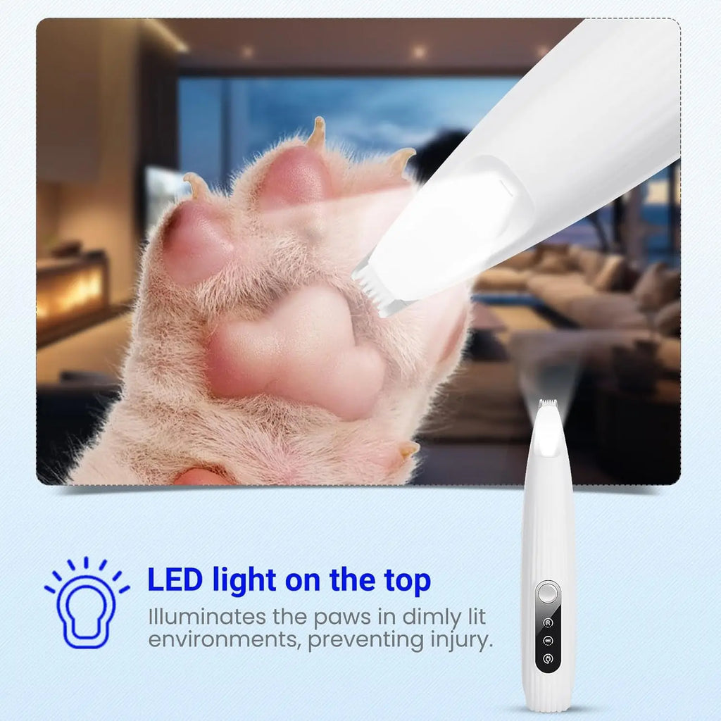 Cortador de Unhas Elétrico Pet — Silencioso + LED + USB