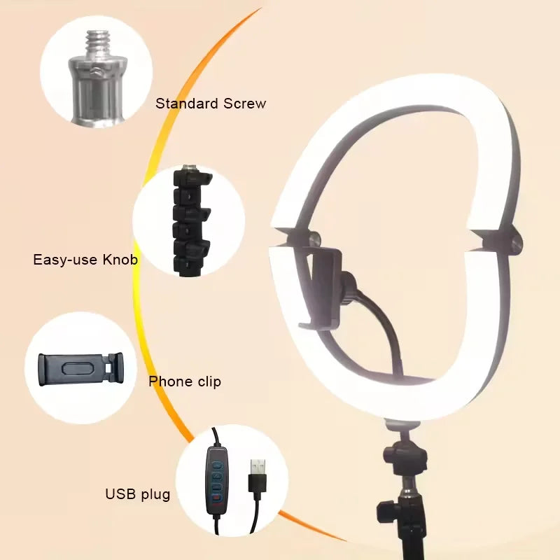 Ring Light 26cm + Tripé 1,1m — Bluetooth 3 Cores 10 Intensidades