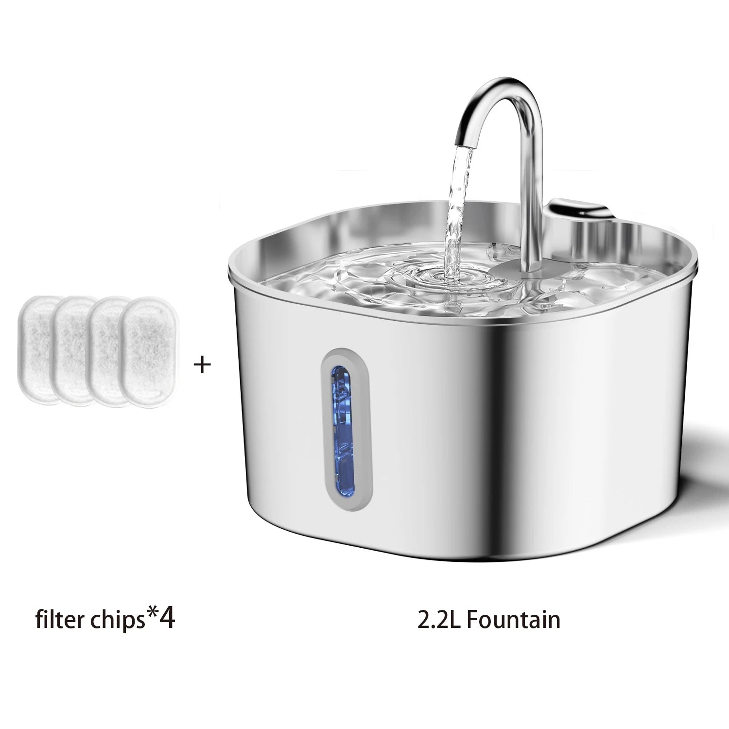 Fonte de Água Automática Pet 2.2L — Inox + Filtro para Cão e Gato