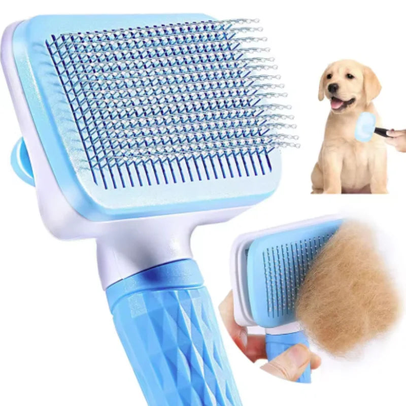 Escova Auto-Clean Pet — Botão Ejetor de Pelo para Cão e Gato