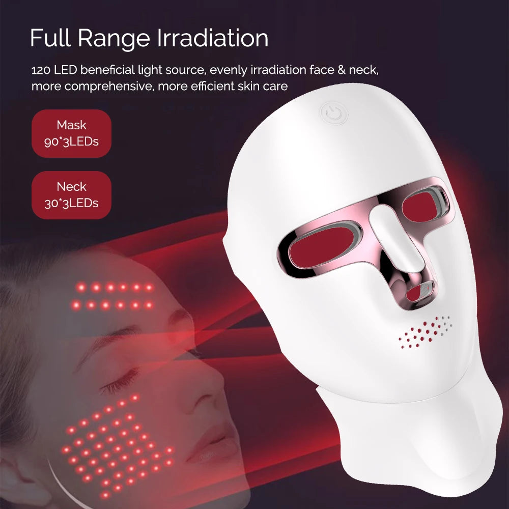 Máscara LED Facial 7 Cores — Silicone Flexível + 3 Intensidades