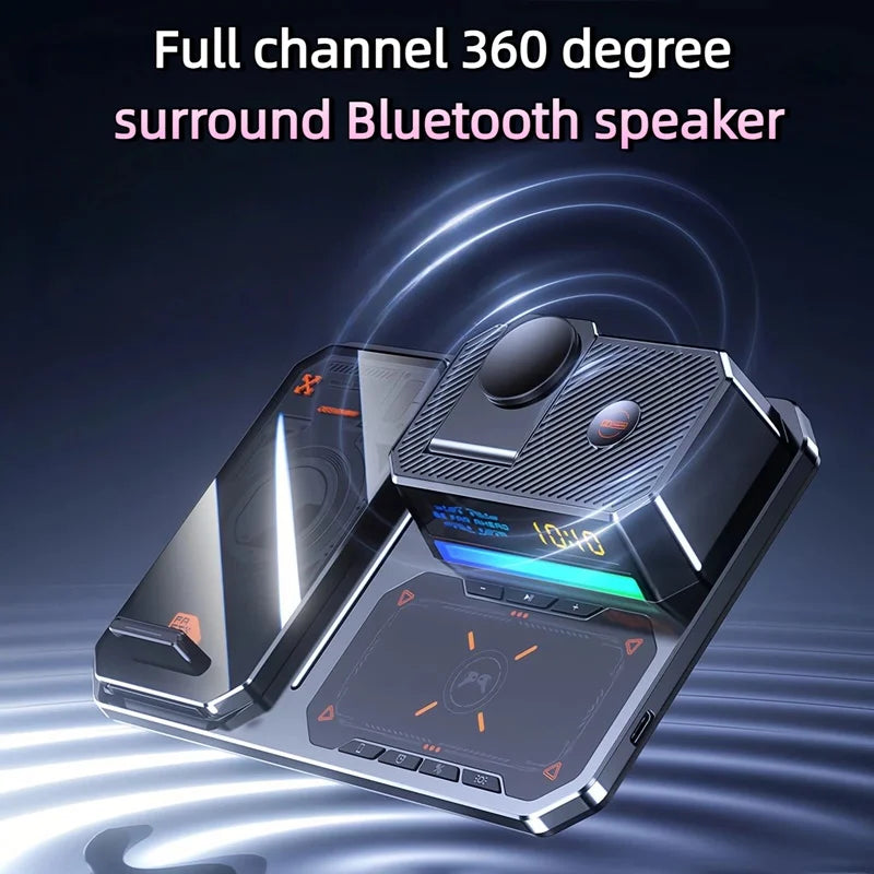 Abajur RGB 5 em 1 — Luminária + Relógio + Bluetooth + Carregador Wireless + Alarme