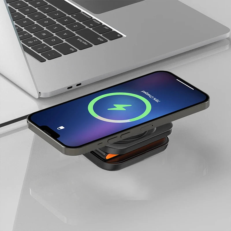 Carregador Wireless 3 em 1 Magnético Dobrável — iPhone + Apple Watch + AirPods